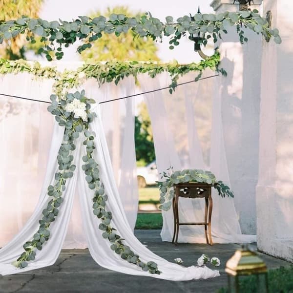 2 stycken 6 fot lång Eucalyptus krans Eucalyptus vinstockar bröllopsväggdekor