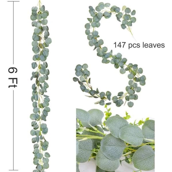 2 stycken 6 fot lång Eucalyptus krans Eucalyptus vinstockar bröllopsväggdekor