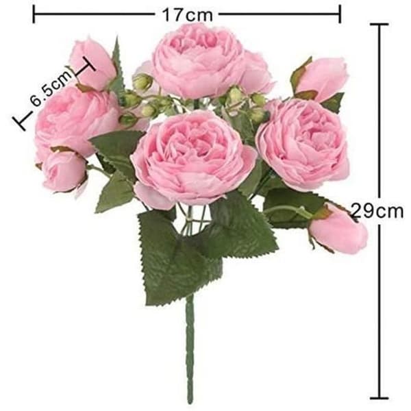 Pion Konstgjorda sidenblomsterbuketter - BIGILANTUH - 4st - Rosa - 29cm - Festdekoration