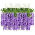 Miniatyrbild 1 av 4: Paket med 12 Konstgjorda Blommor Wisteria Vinstock Satin Hängande - BIGILANTUH - Festdekoration - Lila - 110cm