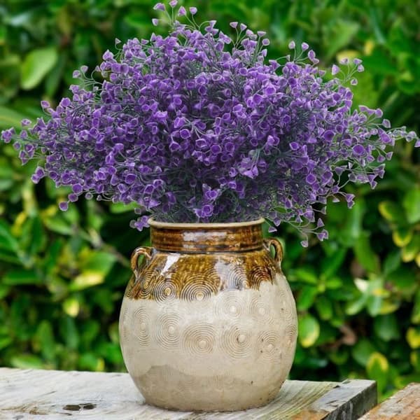 12 förpackningar konstgjorda dekorativa blomsterbuskar för blomsterarrangemang, mittpunkt, trädgårdsdekoration (lila)