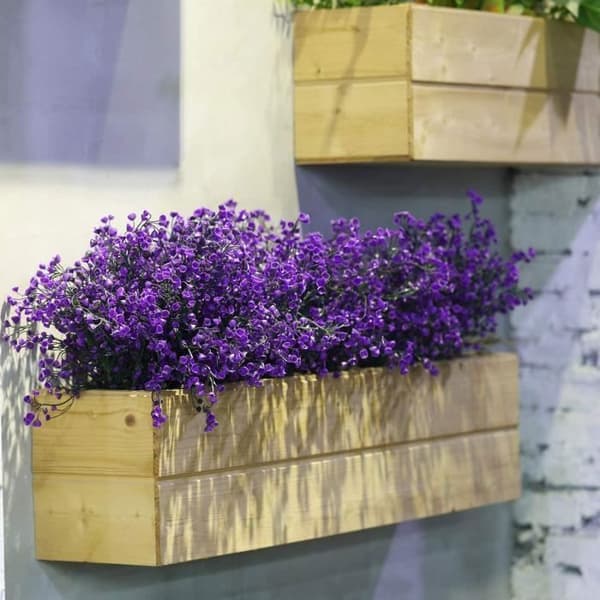 12 förpackningar konstgjorda dekorativa blomsterbuskar för blomsterarrangemang, mittpunkt, trädgårdsdekoration (lila)