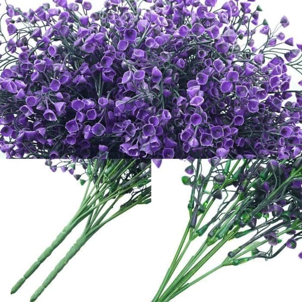 12 förpackningar konstgjorda dekorativa blomsterbuskar för blomsterarrangemang, mittpunkt, trädgårdsdekoration (lila)
