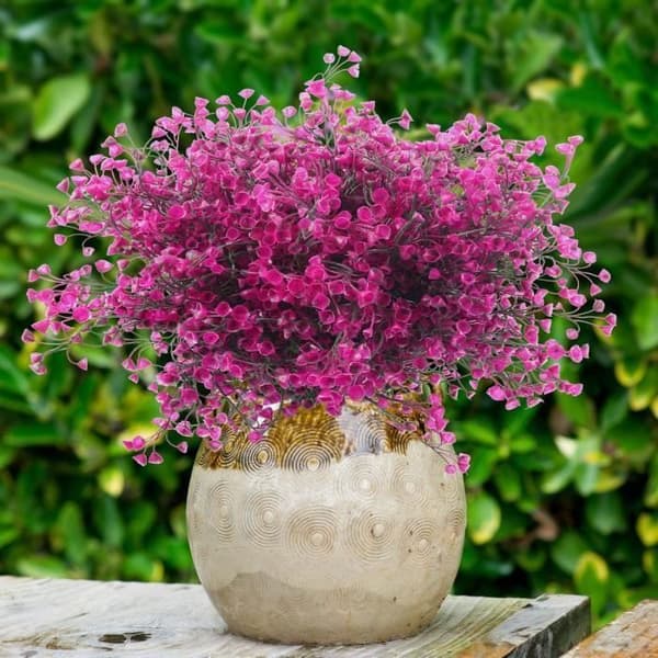 12 förpackningar konstgjorda dekorativa blomsterbuskar för blomsterarrangemang, mittpunkt, trädgårdsdekoration (Fuchsia)