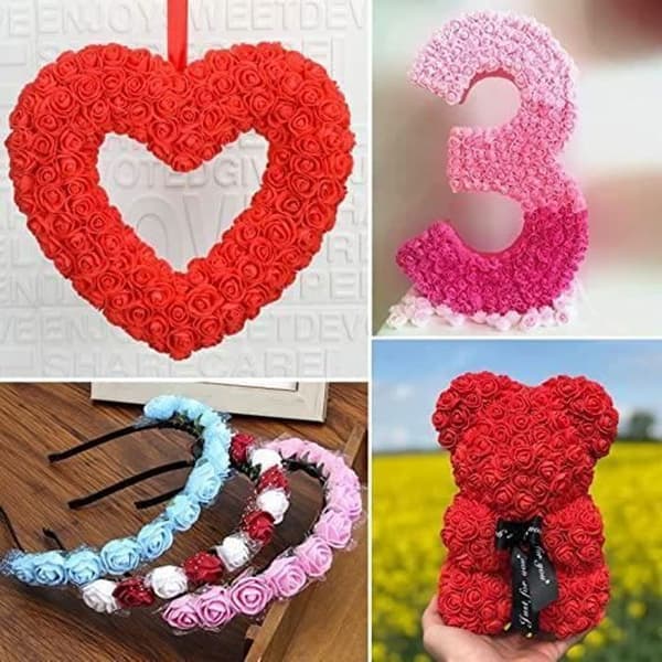 144 st röd 2,5 cm bandtråd PE konstgjord skum ros blomhuvud bröllop godislåda DIY material blomtillbehör