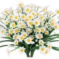 Miniatyrbild 2 av 4: Konstgjord tusensköna blomma, 7 st konstgjord plastblomma, utomhus kraftiga grönska buskar växter (vita)