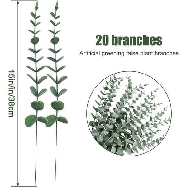 20st konstgjorda Eukalyptusgrenar 38cm Simulering Eukalyptusblad Bröllop Hemmakontor