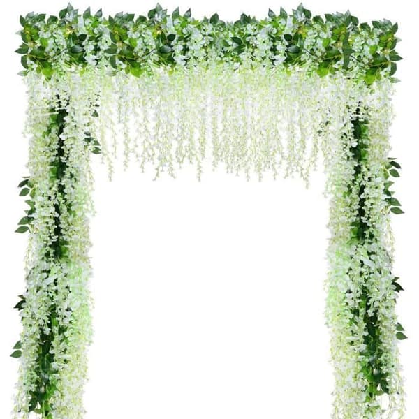 Konstgjorda blommor - Wisteria - 12 st - Vit - Hemmaträdgårdsdekoration för bröllopsfest