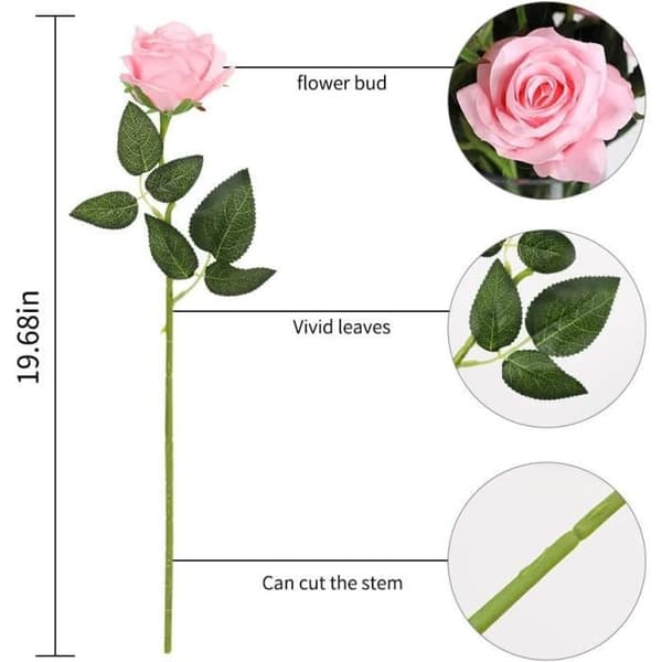 10 st konstgjorda ros sidenblommor Fake bukett Bröllopsdekoration Hemträdgårdsdekoration (Rosa)
