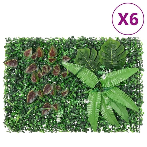 vidaXL Konstväxt växtvägg 6 st grön 40x60 cm