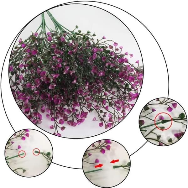 4-pack konstgjorda dekorativa blomsterbuskar för blomsterarrangemang, mittpunkt, trädgårdsdekoration (Fuchsia)