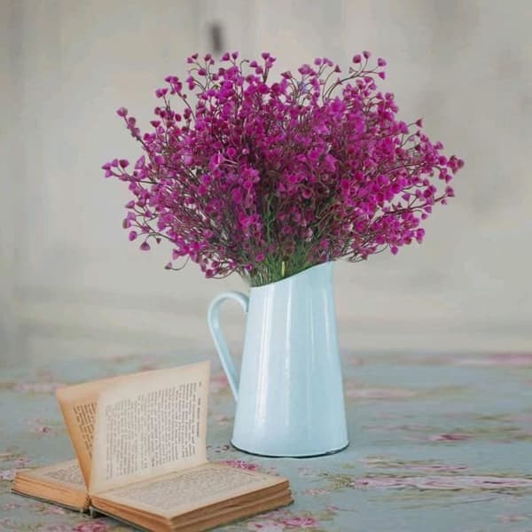 4-pack konstgjorda dekorativa blomsterbuskar för blomsterarrangemang, mittpunkt, trädgårdsdekoration (Fuchsia)