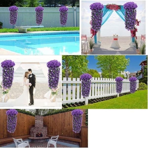 2-pack 90 cm Lila konstgjorda blåregn Blommor Lila Vägghängande Blomma Vinrankor Bröllopsdekoration Blommor