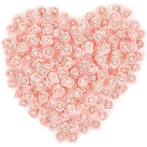 144st 2,5 cm bandtråd PE falskt skum ros blomhuvud bröllop godislåda DIY material blomma tillbehör kött rosa