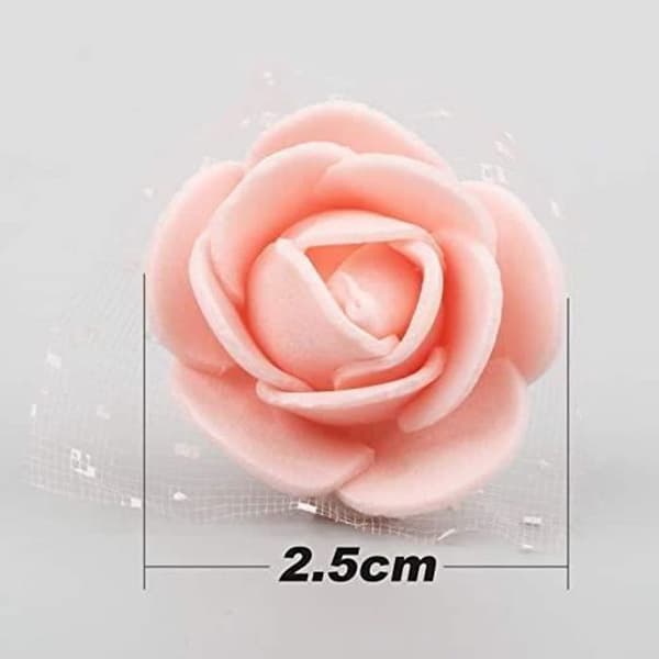 144st 2,5 cm bandtråd PE falskt skum ros blomhuvud bröllop godislåda DIY material blomma tillbehör kött rosa