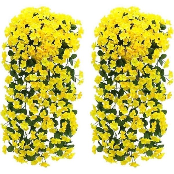 2-pack 90 cm Gula konstgjorda blåregn Blommor Lila Vägghängande Blomma Vinrankor Bröllopsdekoration Blommor