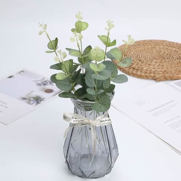 10 st konstgjorda eukalyptusblad Realistiska stjälkar falska blommor för bröllop bukett heminredning