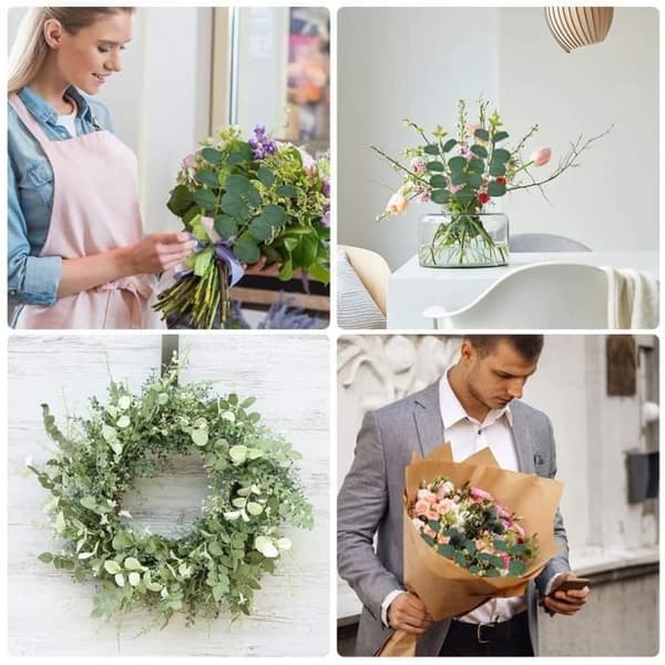10 st konstgjorda eukalyptusblad Realistiska stjälkar falska blommor för bröllop bukett heminredning