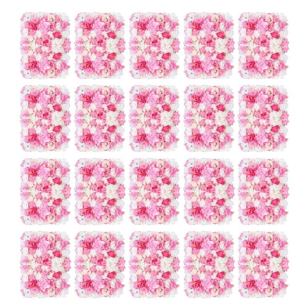 Kunstige Blomstervægspaneler, Silke og Plastik, 20 stk. 60x40 cm,Lyserød