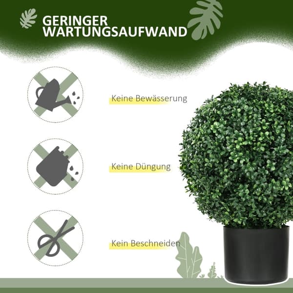 Rootz konstgjorda växter - Sfäriska buxbom - UV-skydd - Högkvalitativ plast - Evergreen Flair - 52cm x Ø40cm - Orange Kruka