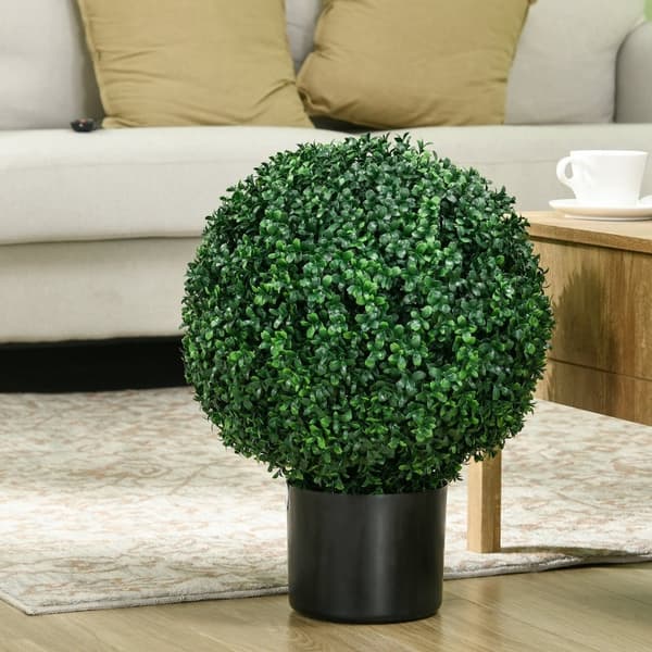 Rootz konstgjorda växter - Sfäriska buxbom - UV-skydd - Högkvalitativ plast - Evergreen Flair - 52cm x Ø40cm - Orange Kruka