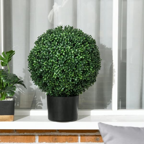 Rootz konstgjorda växter - Sfäriska buxbom - UV-skydd - Högkvalitativ plast - Evergreen Flair - 52cm x Ø40cm - Orange Kruka