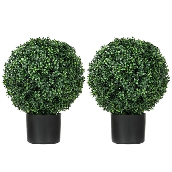 Rootz konstgjorda växter - Sfäriska buxbom - UV-skydd - Högkvalitativ plast - Evergreen Flair - 52cm x Ø40cm - Orange Kruka