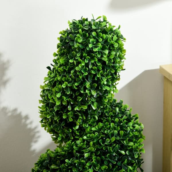 Rootz Spiral imiterede buksbomplanter - Kunstige topiaries - Realistisk farve og tekstur - Stabile cementpotter - Sæt med 2 - Grøn - 90 cm x 30 cm x 2