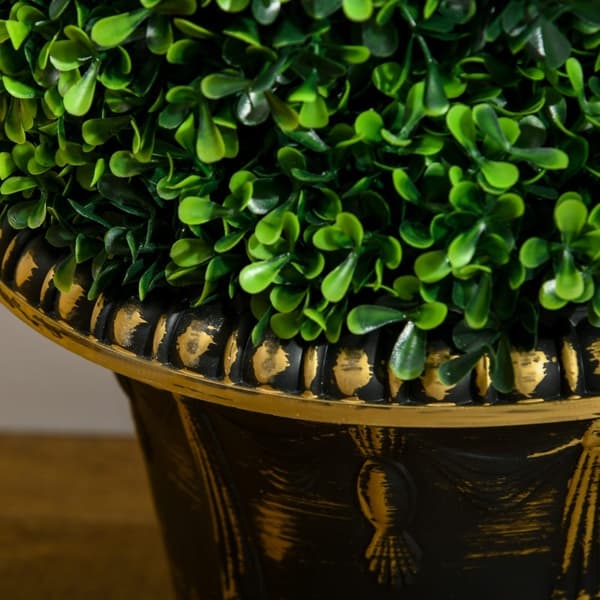 Rootz Spiral imiterede buksbomplanter - Kunstige topiaries - Realistisk farve og tekstur - Stabile cementpotter - Sæt med 2 - Grøn - 90 cm x 30 cm x 2