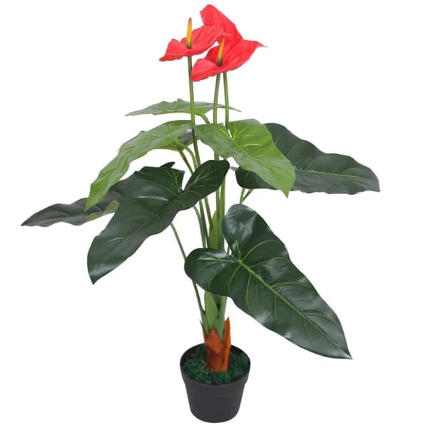 Konstväxt Flamingoblomma med kruka 90 cm röd och gul