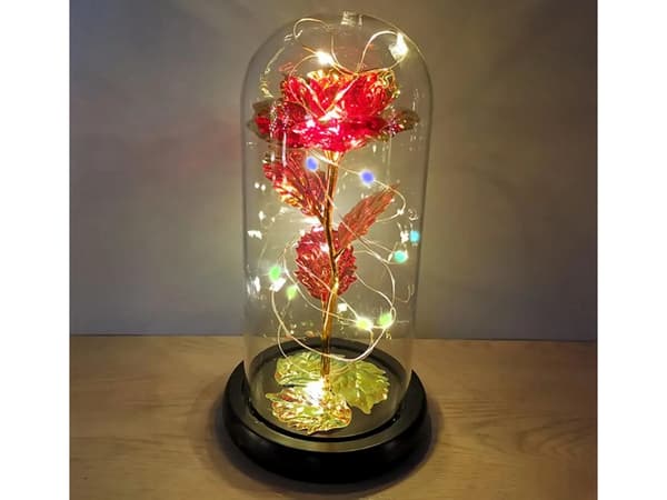 Evig ros i glas present led rgb självlysande rött glas för tillfället