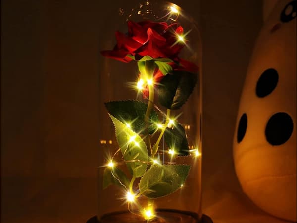 Evig ros i glas present led lysande låda
