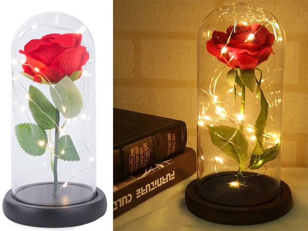 Evig ros i glas present led lysande låda