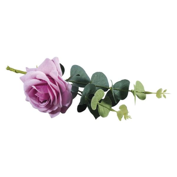 Konstgjord Blomma - Ej specificerat - Lila Ros - 28 cm - Eucalyptus - Realistisk