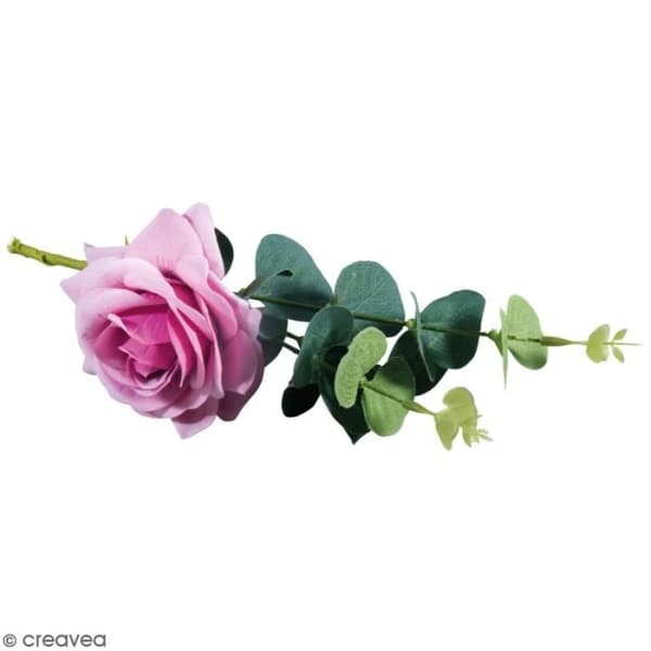 Konstgjord Blomma - Ej specificerat - Lila Ros - 28 cm - Eucalyptus - Realistisk