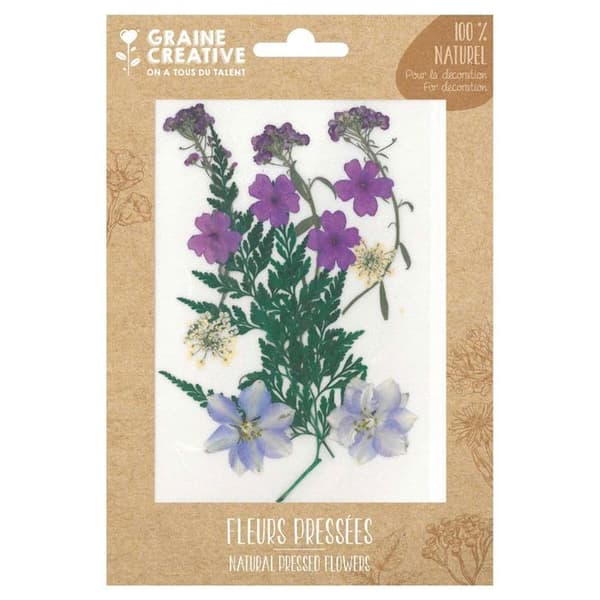 13 pressade blommor - lila äng