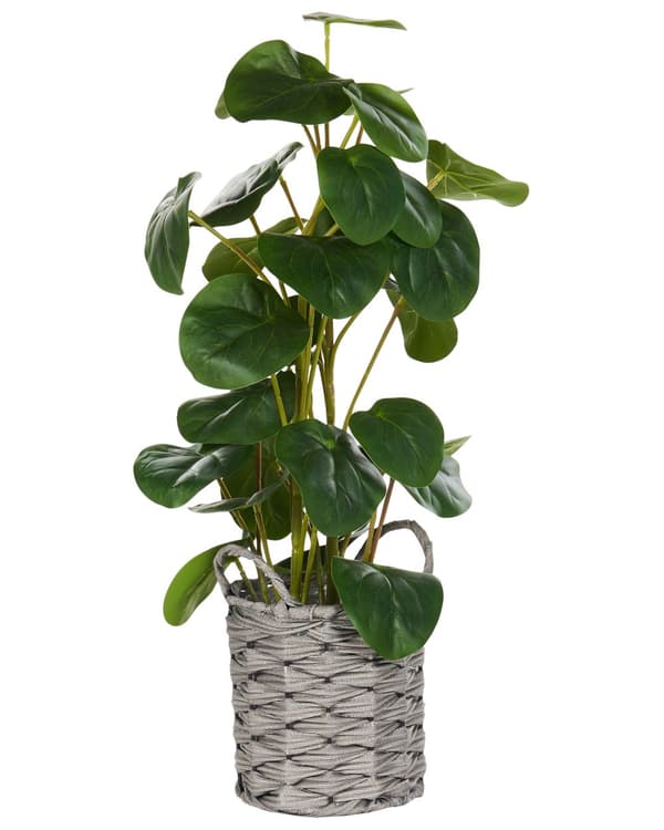 Kunstig Potteplante i Grønt og Svart Syntetisk Materiale 55 cm Pilea Pannekakeplante Dekorativt Innendørs Tilbehør