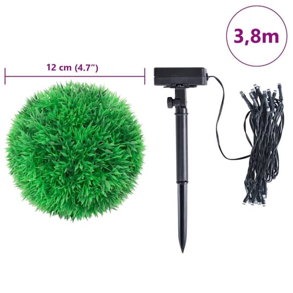 vidaXL Kunstige buksbomballer med LED-lys 4 stk grønn 12 cm