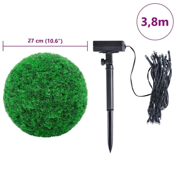 vidaXL Kunstige buksbomballer med LED-lys 2 stk grønn 27 cm