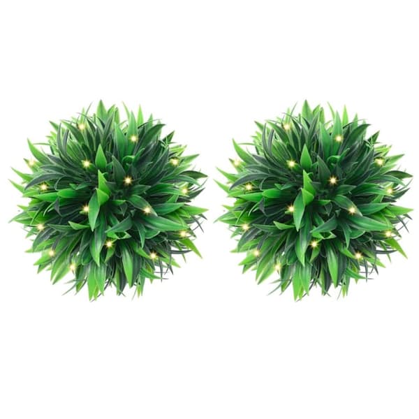 vidaXL Plastkulor av buxbom med LED-lampor 4 st gröna 15 cm
