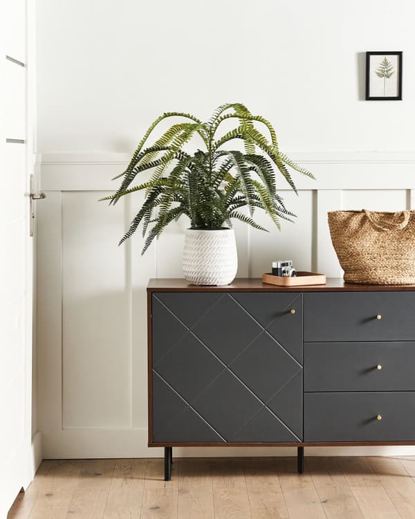 Kunstig potteplante Grøn Sort Syntetisk materiale 105 cm Bregneplante Dekoration Interiør