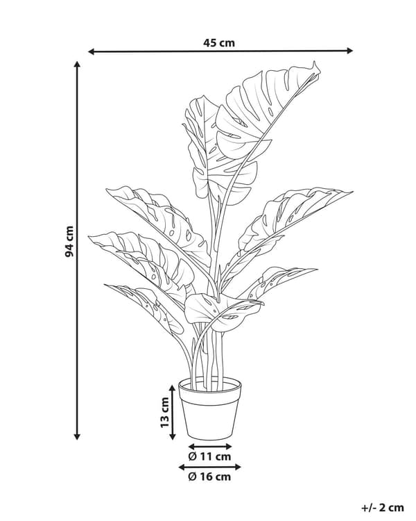 Kunstig plante Grøn Sort Syntetisk materiale 94 cm Monstera i potte Dekoration Interiør