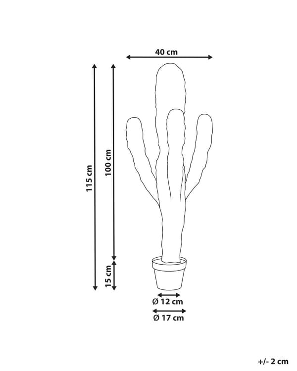Kunstig Potteplante Kaktus Grønn Syntetisk Materiale 115 cm Svart Potte Dekorasjon Hjemmetilbehør