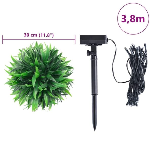 vidaXL Kunstige buksbomkugler med LED-lys 2 stk Grøn 30 cm