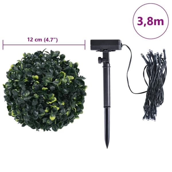 vidaXL Kunstige buksbomkugler med LED-lys 4 stk Grøn 12 cm