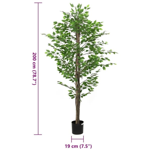vidaXL kunstig ficusplante 1260 blade 200 cm grøn