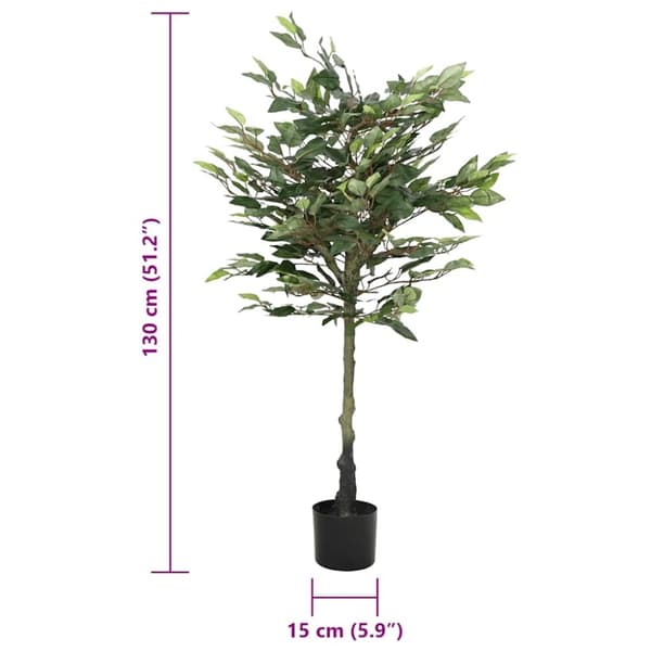 vidaXL Kunstig fikentre 480 blader 130 cm grønn