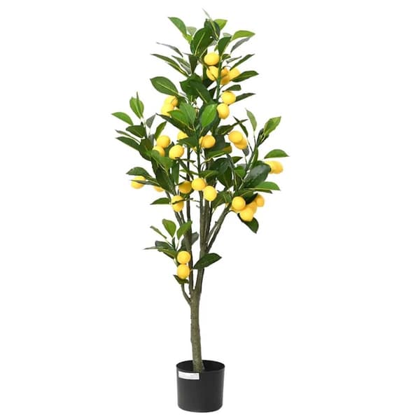 vidaXL Keinotekoinen sitruunapuu 136 Lehdet 120 cm Vihreä
