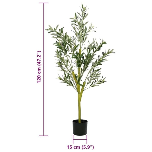 vidaXL kunstigt oliventræ 450 blade 120 cm grøn