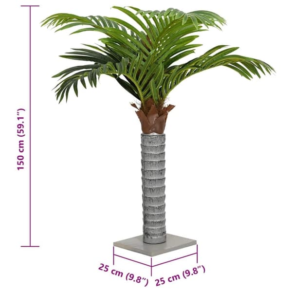 vidaXL Konstgjord palm 12 blad 150 cm grön